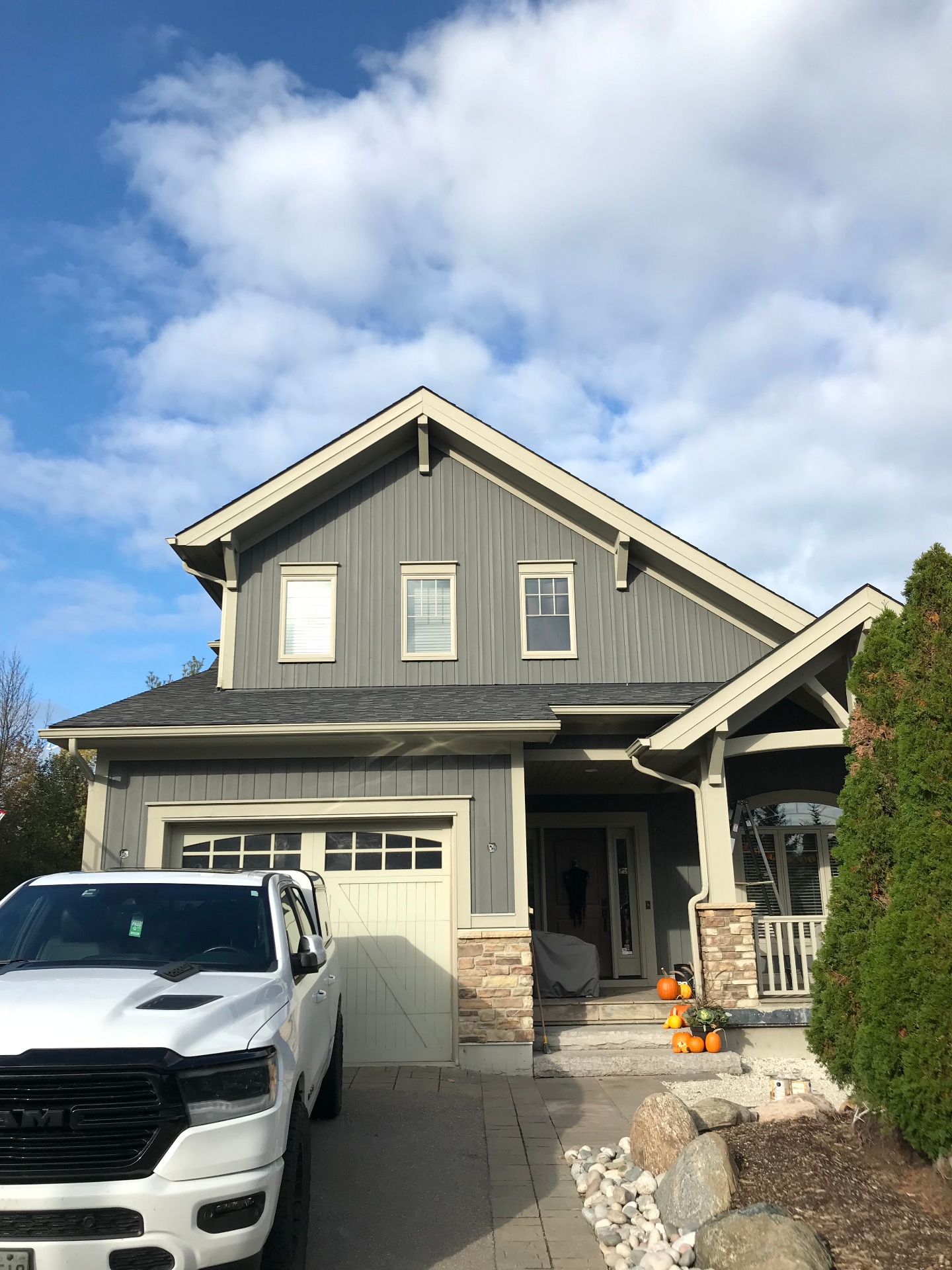 Residential home exterior after painting - modern gray finish in Collingwood